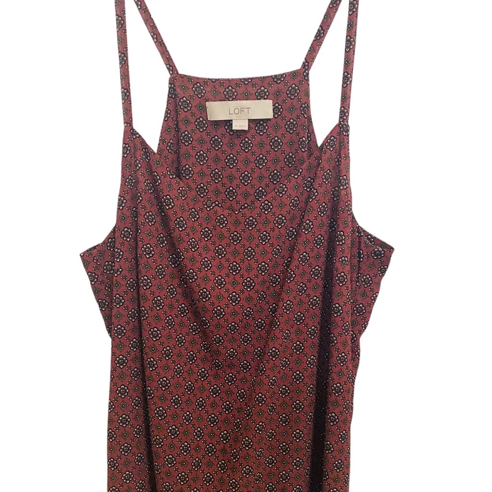 SOLD Loft XS NWOT wine and black medallion print top gorgeous